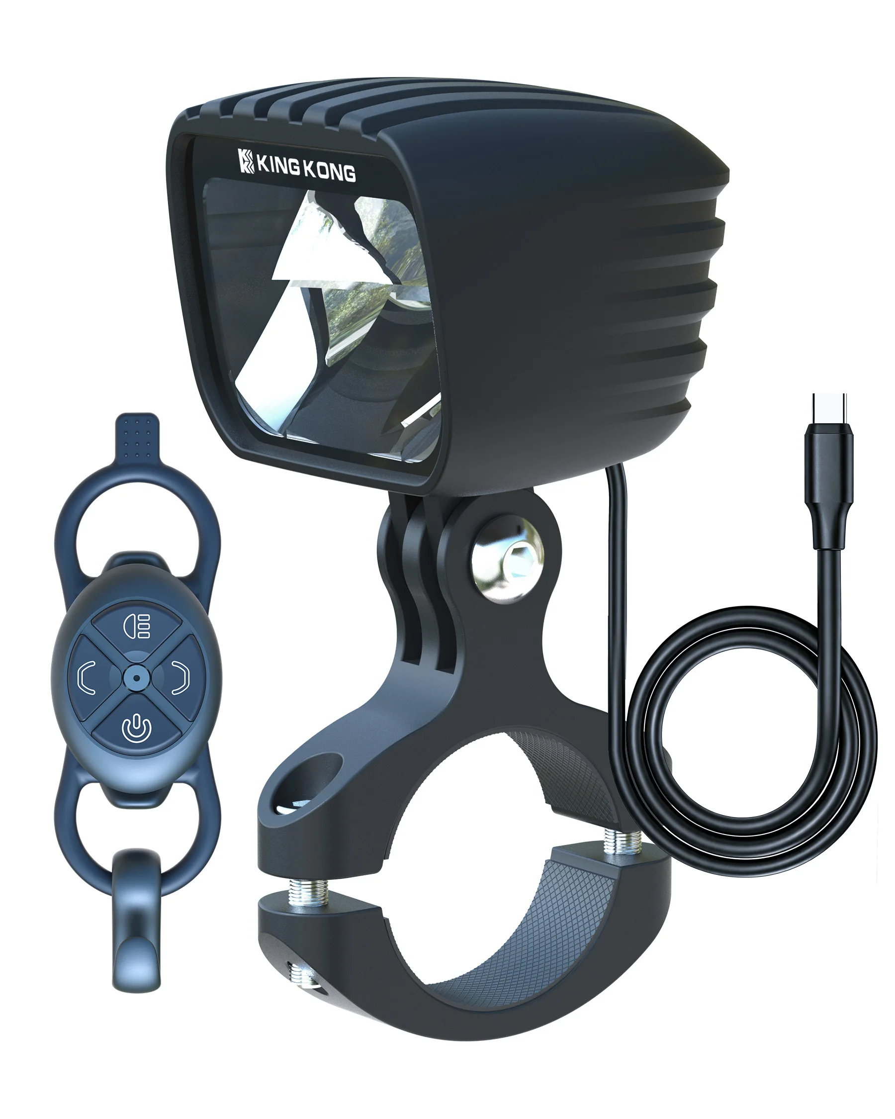 Kingkong MF200 ,2000LM LED Bicycle Headlight, Wireless Remote, Cutoff & Anti-Glare, Power Bank Needed, DC12V, Road/Mountain