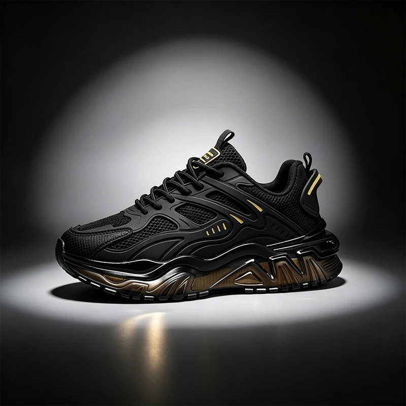 New Autumn Men Platform Chunky Black Sneakers Air Cushion Running Shoes Non‑Slip Casual Sport Shoes Outdoor Street Walking Shoes