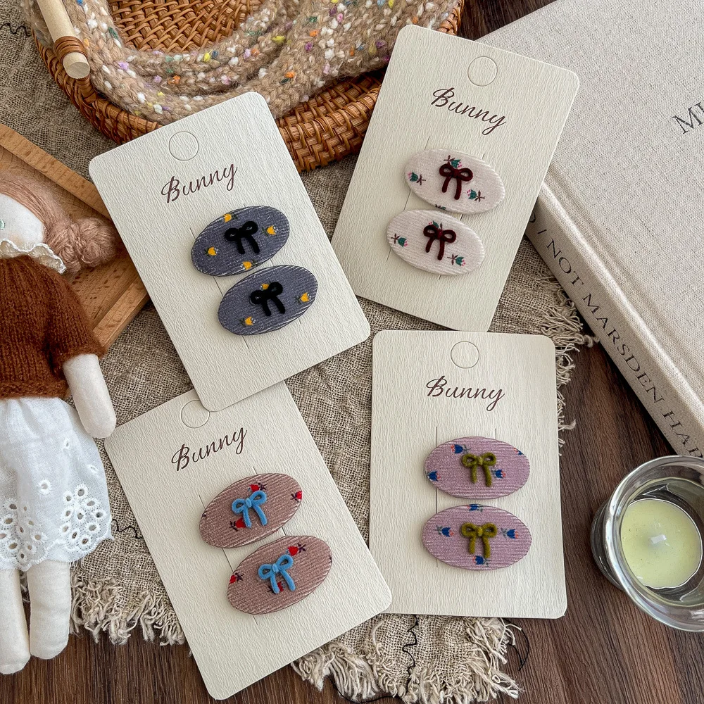 2pcs/set Suede Tulip Oval BB Clip Hairpin Baby Girl Hair Clips Kids Bangs Side Clip Hairpin Children's Hair Accessories Headwear