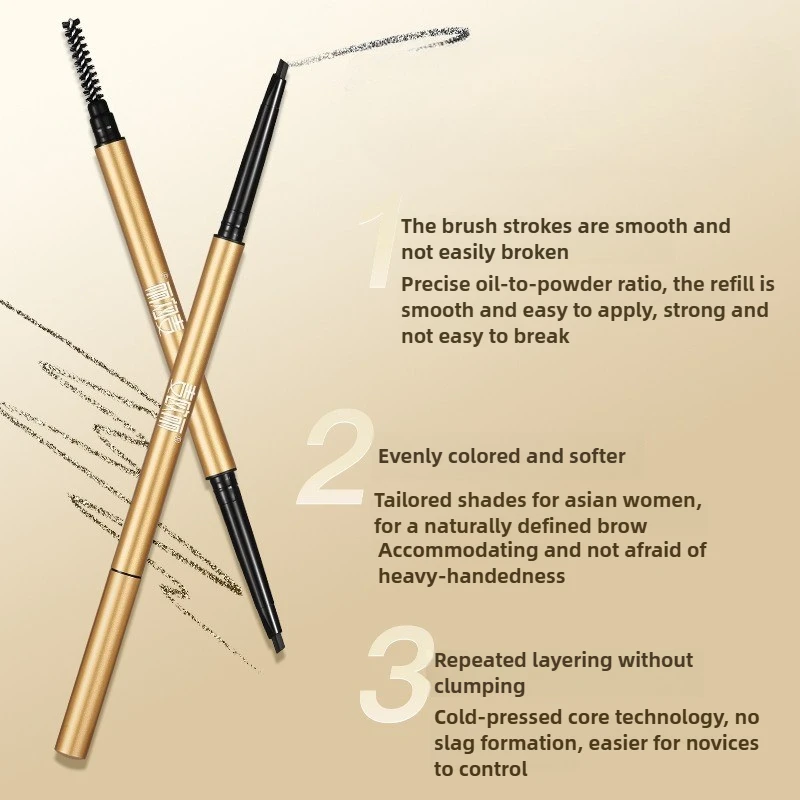 Crayon à sourcils automatique, Micro précision, étanche, anti-taches, tenue toute la journée avec brosse à bobine, traits de cheveux naturels pour débutants