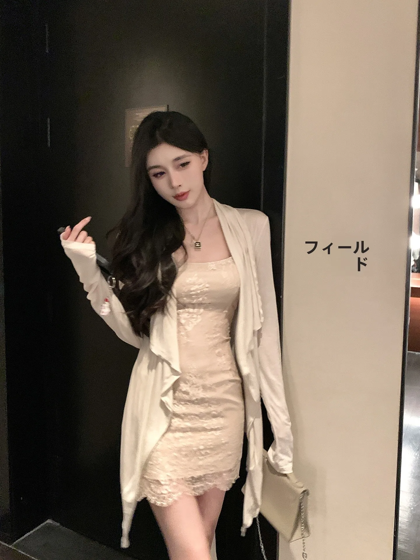 

Lercel Chenxi Spring Summer Lightweight Loose Knitted Cardigan Outerwear Beige Casual Sle Long Sve Knitted Top