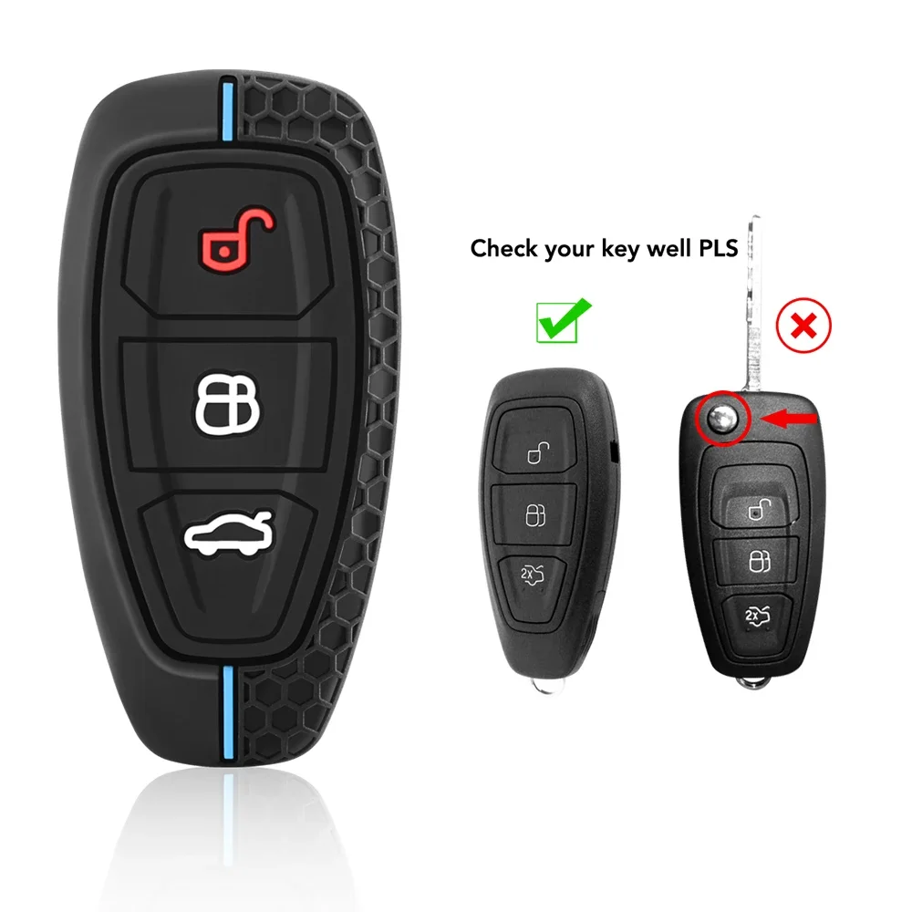 Silicone Car Key Case For Ford Puma Grand C Max Focus Mondeo Kuga Fiesta Ecosport Transit Kuga Silicone Remote Key Case