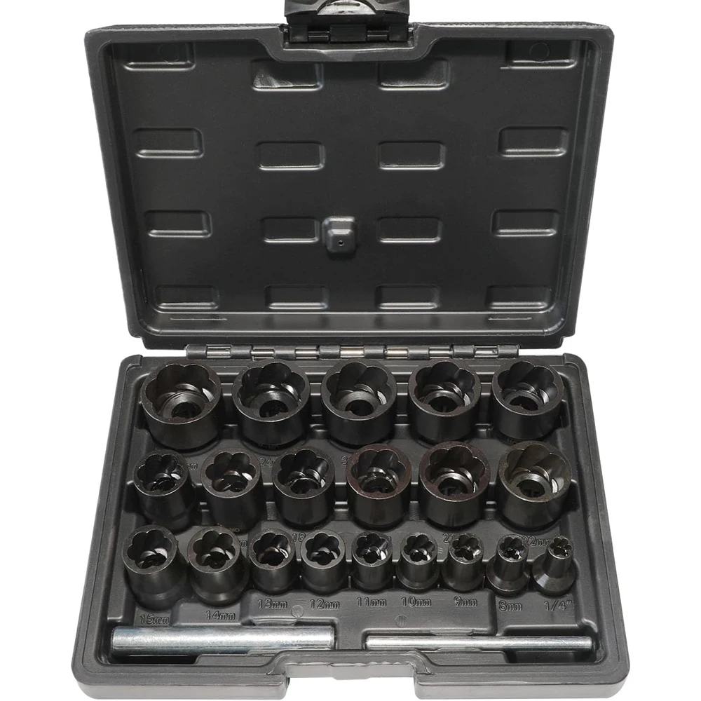 

22Pcs Bolt Nut Extractor Set 1/2" and 3/8" Drive Impact Lug Nut Remover Socket Tool Wheel Lock Removal Kit