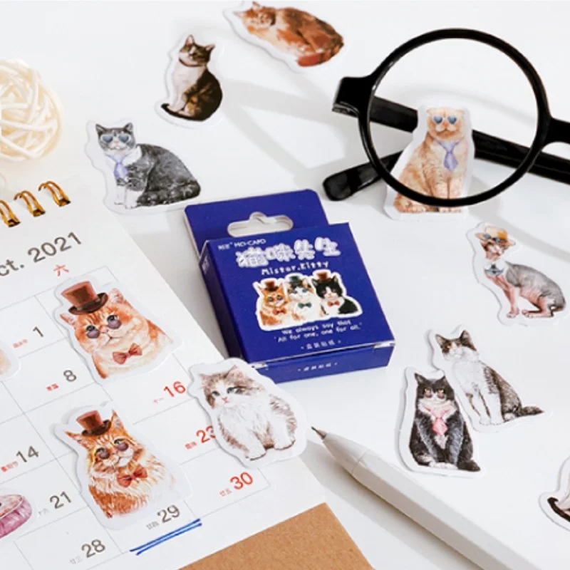 46pcs Cute Cat Daily Life Stickers Diary Mini Sticker Set Scrapbook Album Stationery Decoration Collage
