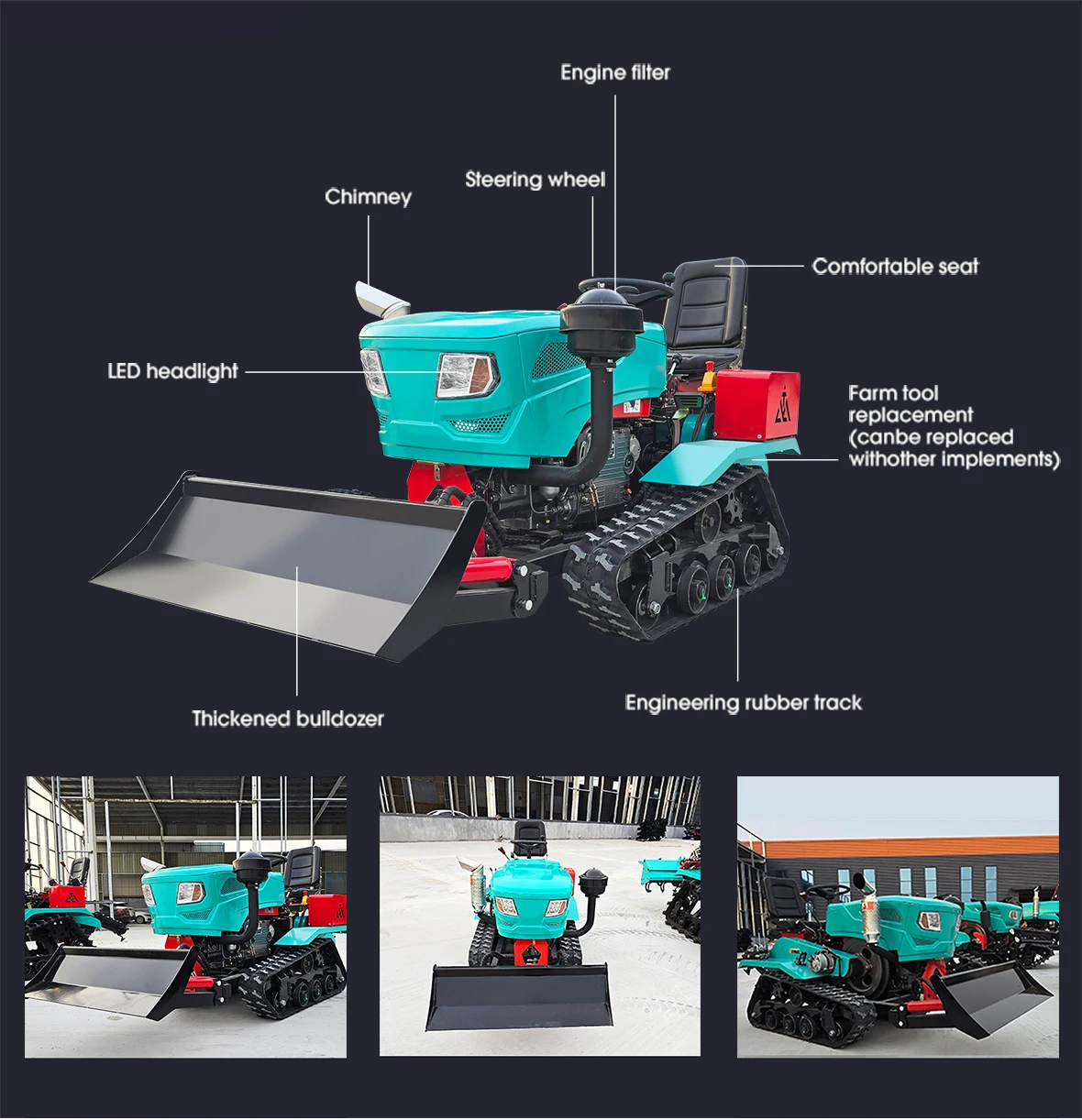 50 PS Mini-Raupenschlepper Multifunktionaler EPA-Zertifizierter Traktor für Landwirtschaftliche Nutzung Werksanpassung – Detail 5
