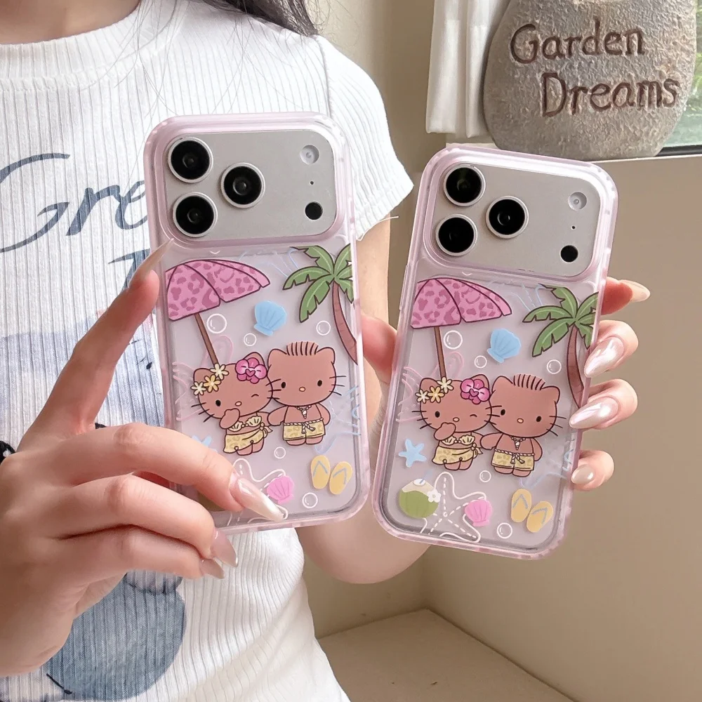 Coque de téléphone de luxe transparente antichoc souple style vacances à la plage motif dessin animé mignon pour iPhone 17 Pro 16 15 Pro Max