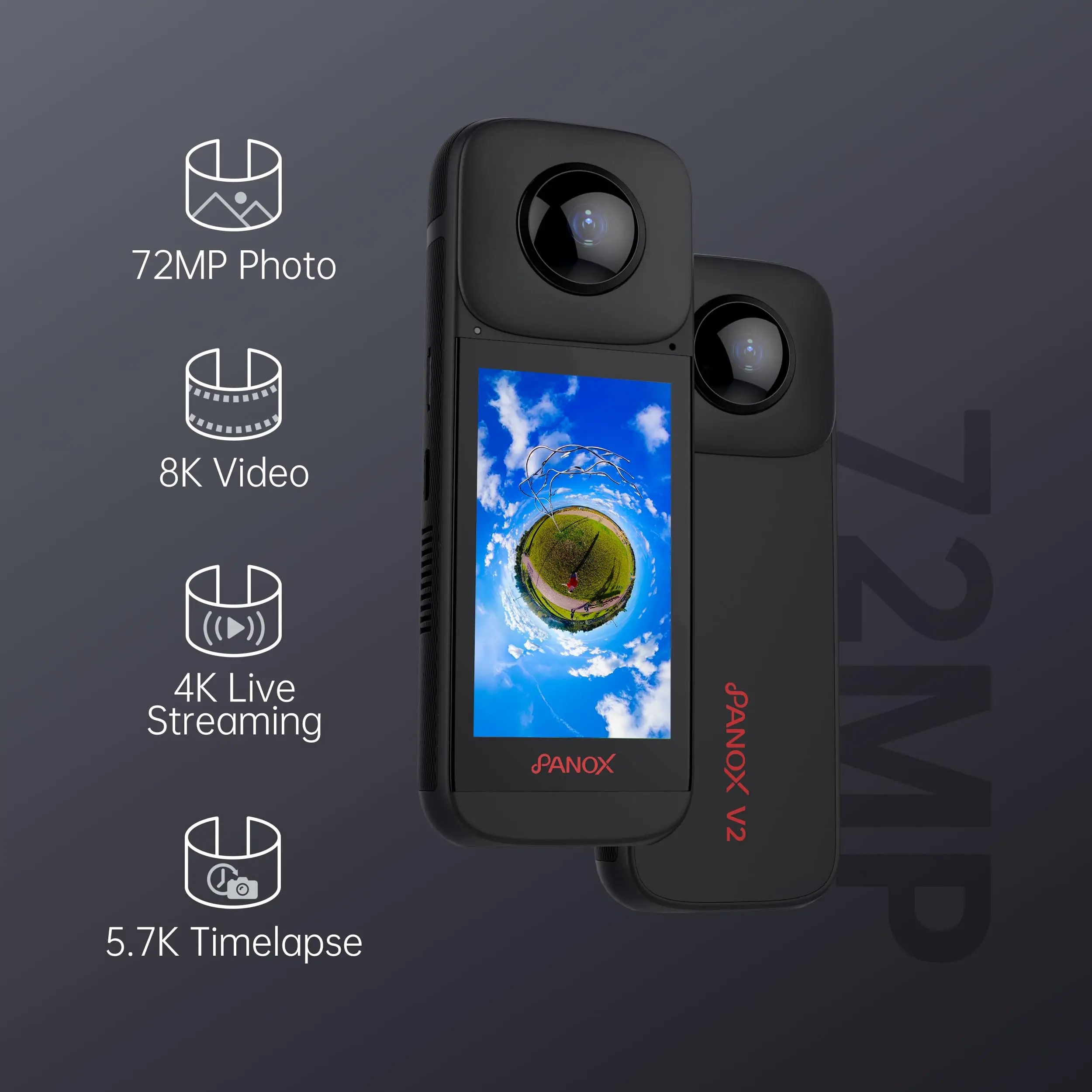 PANOX V2 360 Vlog Camera with 1/2\