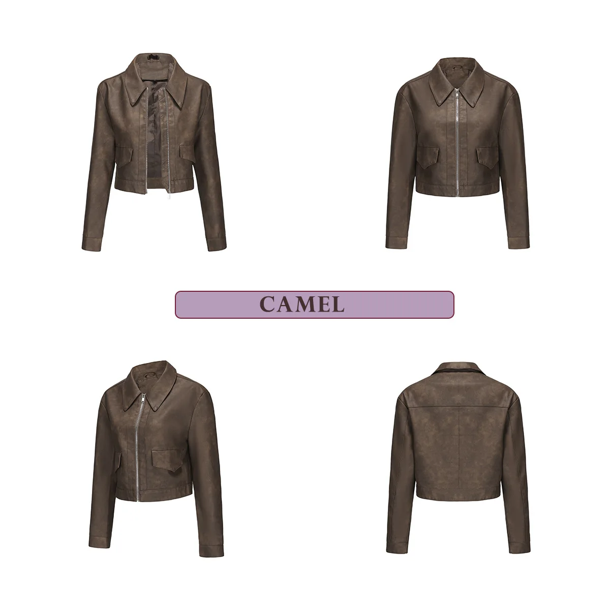 Spring and Autumn New Thin Leather Coat Long sleeved Casual Women's Coat Fashion Short Motorcycle Zipper Leather Jacket
