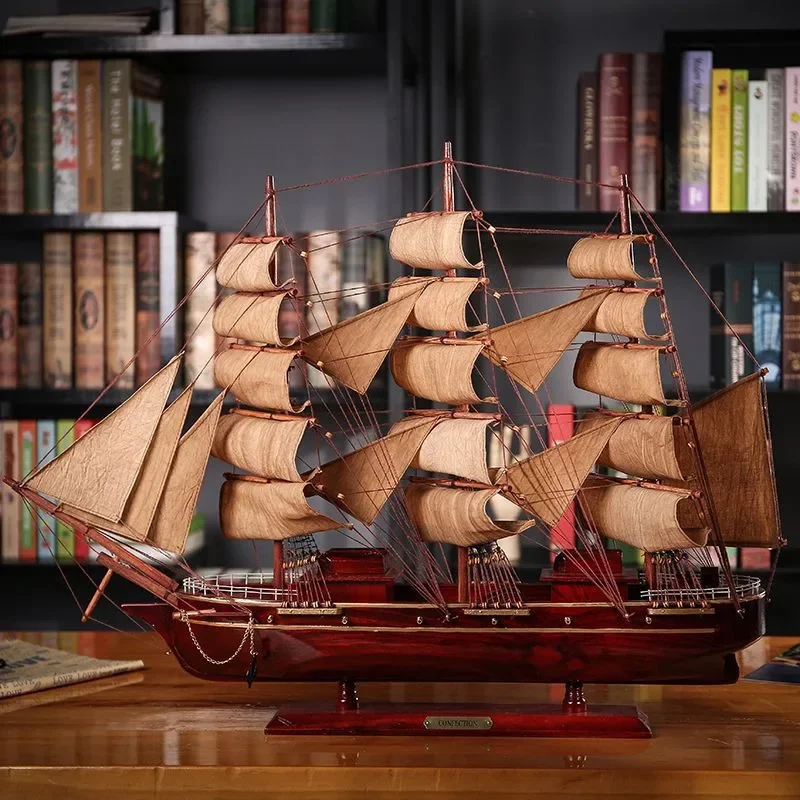 Imagen 3: Adornos de velero de vela lisos de madera maciza, escritorio elegante, regalo de apertura de oficina de líder Boss