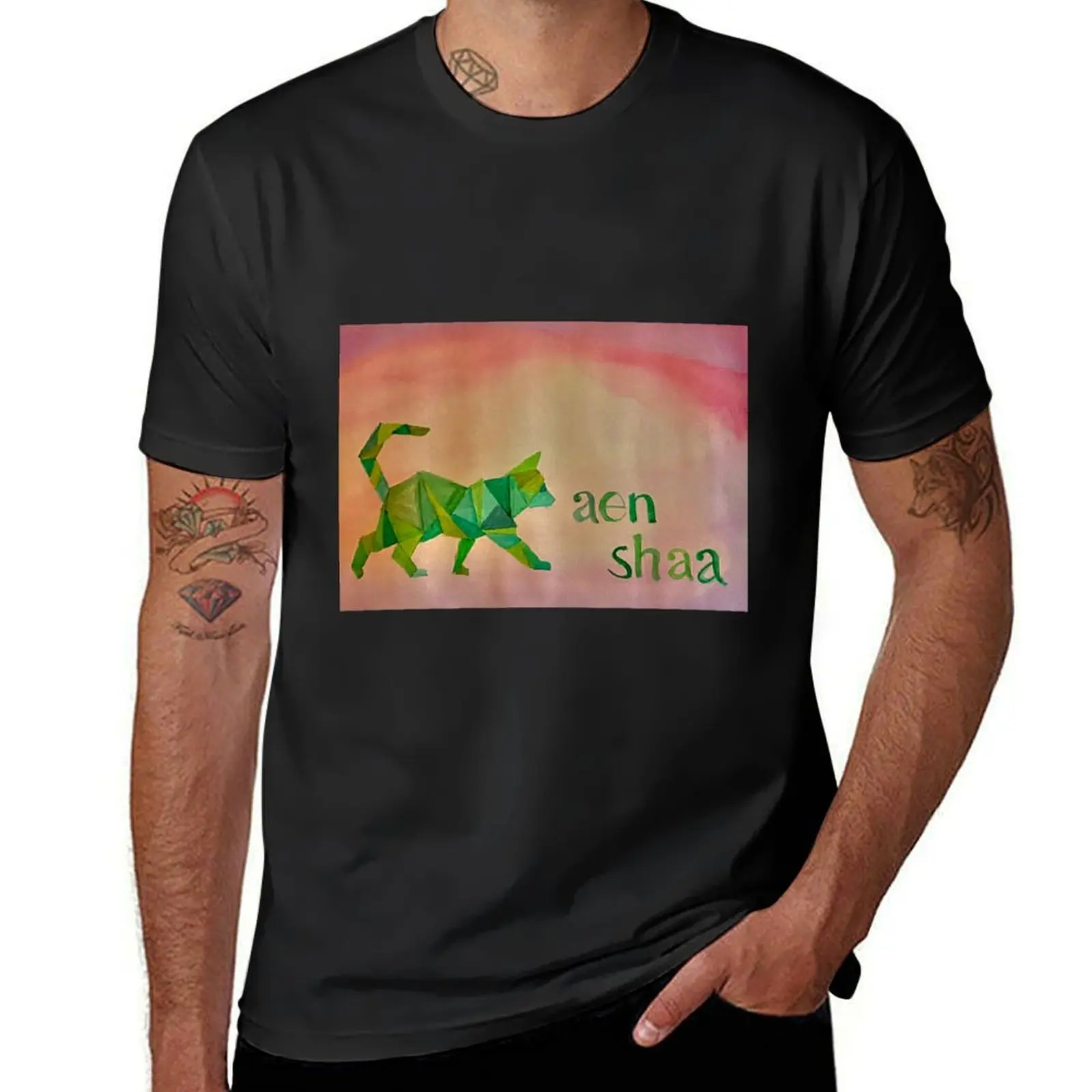 

Aen Shaa (the cat) T-Shirt street wear T-shirts oversize baggy shirts T-shirts for men cotton