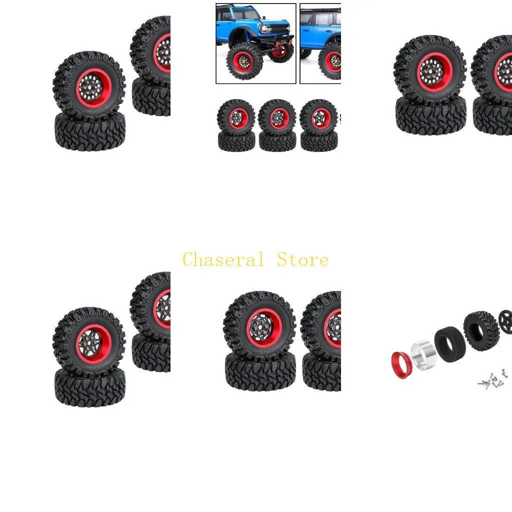 

E7CE Set of 4 Remote Control Wheel Tires for Crawlers 1.2inch Wheel Hubs Tire