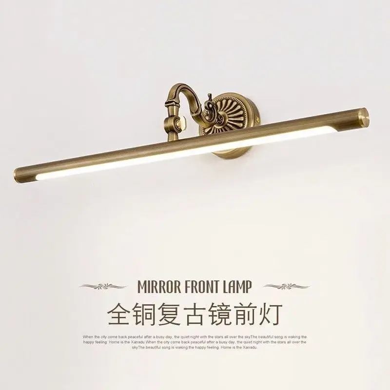 All-copper led french-style vanity light, european bathroom mirror cabinet light