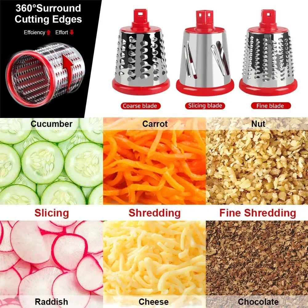 Multi Functional Vegetable Slicer 360° Surround Cutting Edges Three Types Blades Coarse Slicing Fine Essential Kitchen Supplies