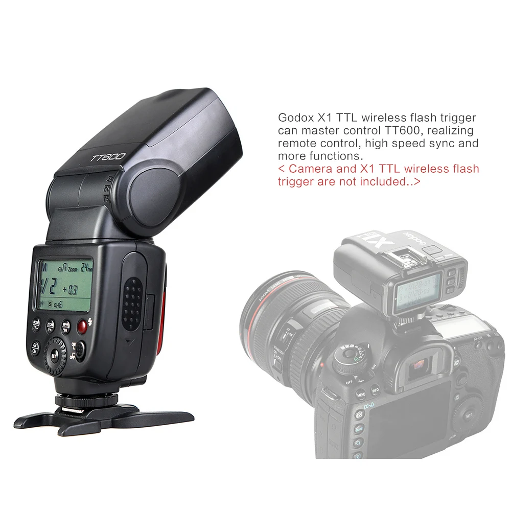 Godox TT600 Flash 2.4G Wireless TTL 1/8000s Camera Photo Speedlite + X2T-C/N/S/F/O/P Trigger For Canon Nikon Sony Fuji Olympus