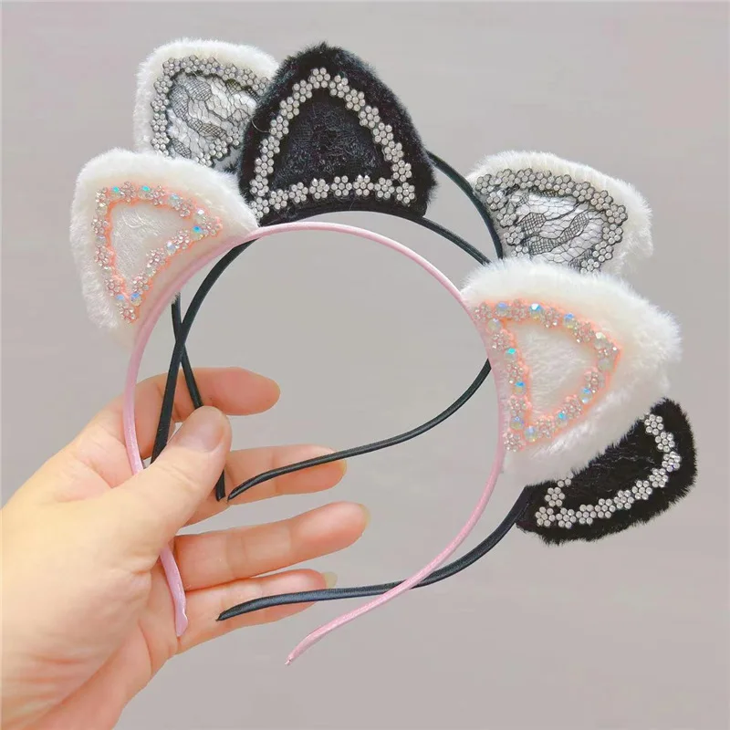 Best selling cat ears headband bezel girl hair accessories hairbands plastic party props headwear children's jewelry