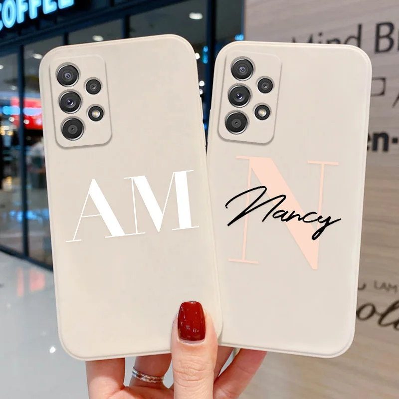 Custom Name DIY Silicone Case For Samsung S22 Ultra S21 S10 S20 Plus S21 FE S10 Lite A54 A34 Note 20 Ultra 10 Pro Cover Funda