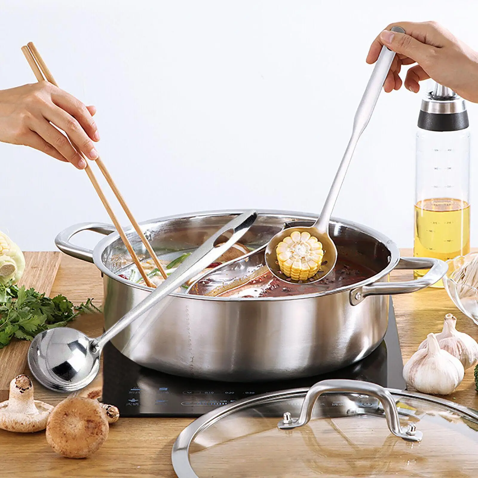 Cooker Chinese Fondue Hot Pot Induction  304 Stainless Steel Hotpot with Lid Gas Induction Stove Cooking Pot for Cookware