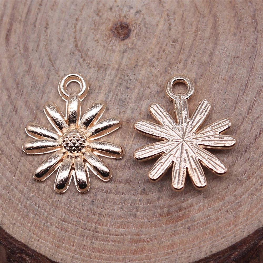 WYSIWYG 20pcs 15x12mm Antique Silver Color KC Gold Color Flowers chrysanthemum Charms For Jewelry Making DIY Jewelry Findings
