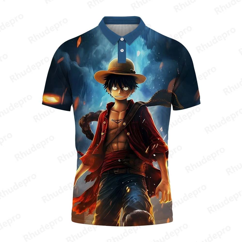 

One Piece Monkey D Luffy Men Gift High Quality Men's Polo Shirt Clothes T-shirts Clothing 2024 Harajuku Style Anime Oversized