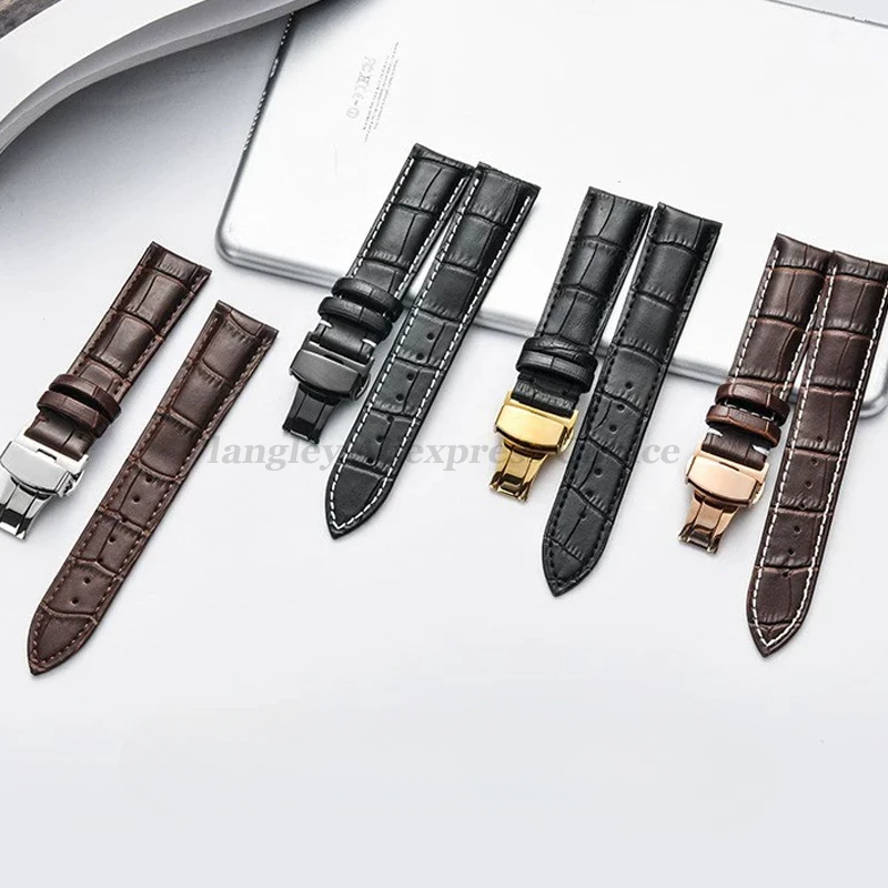 Ремешок из натуральной кожи с коробкой, ремешок для часов, браслет с застежкой-бабочкой, 12/14/16/18 мм, 20 мм, 21 мм, 22 мм, 24 мм, браслет, аксессуары для часов
