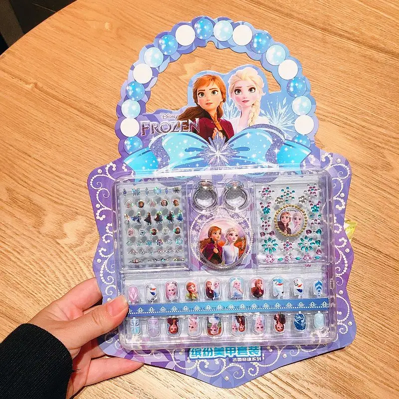 Disney-Conjunto de adesivos impermeáveis infantis, Elsa Princesa, vestir-se, adesivos Kawaii bonitos, arte congelada, brinquedo do presente da menina