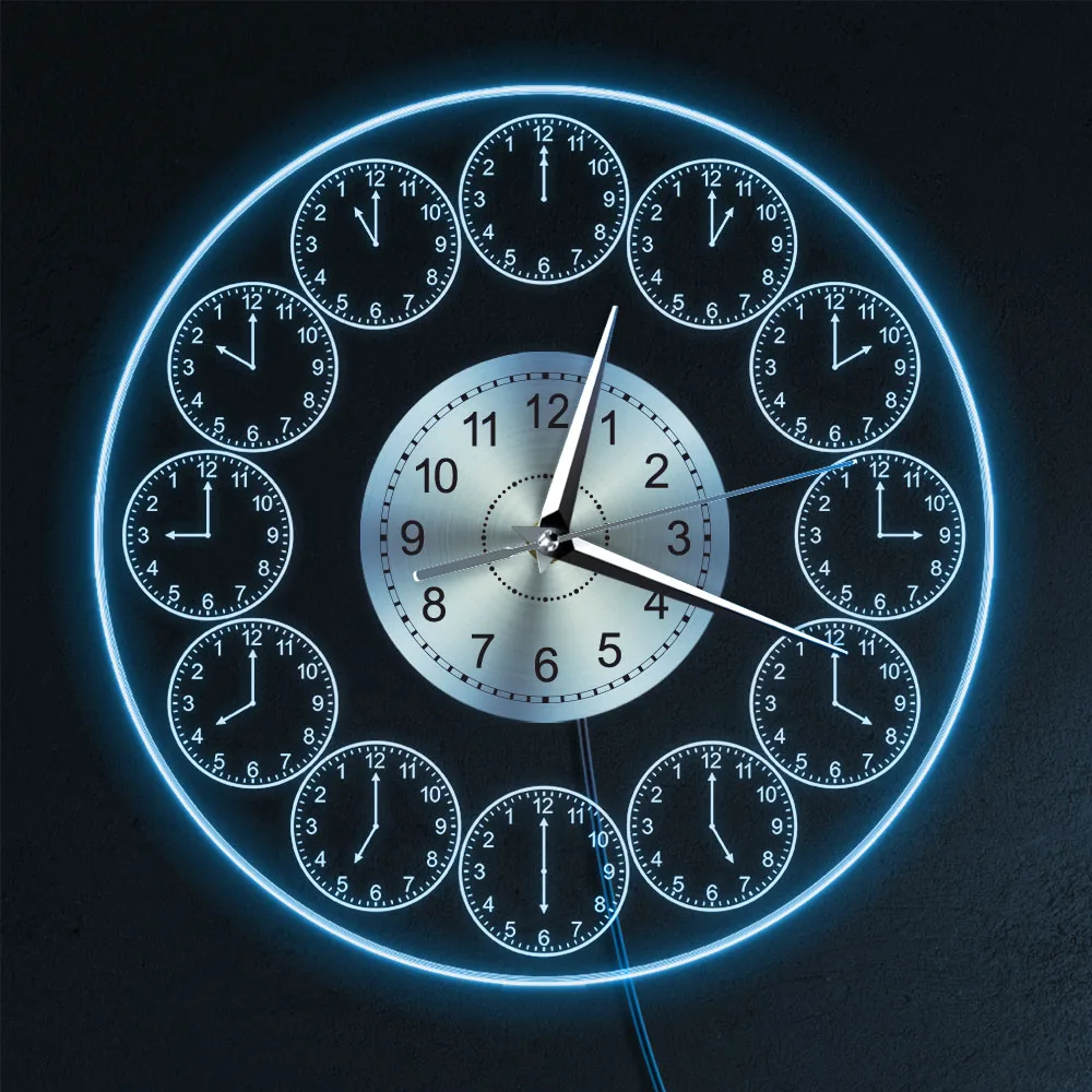 Modern Design LED Lighting Backwards Wall Clock Runs Counterclockwise and Reverse Minimalist Wall Clock Glow in Dark Home Decor