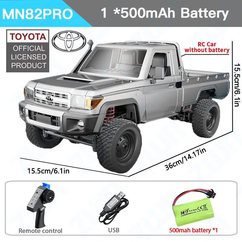 ZWN 1:12 Volledige Schaal RC AUTO MN82 Verbeterde MN82 PRO Controleerbare Koplampen 2.4G 4WD Off-Road Auto Pick-up Truck Speelgoed voor Kinderen Geschenken