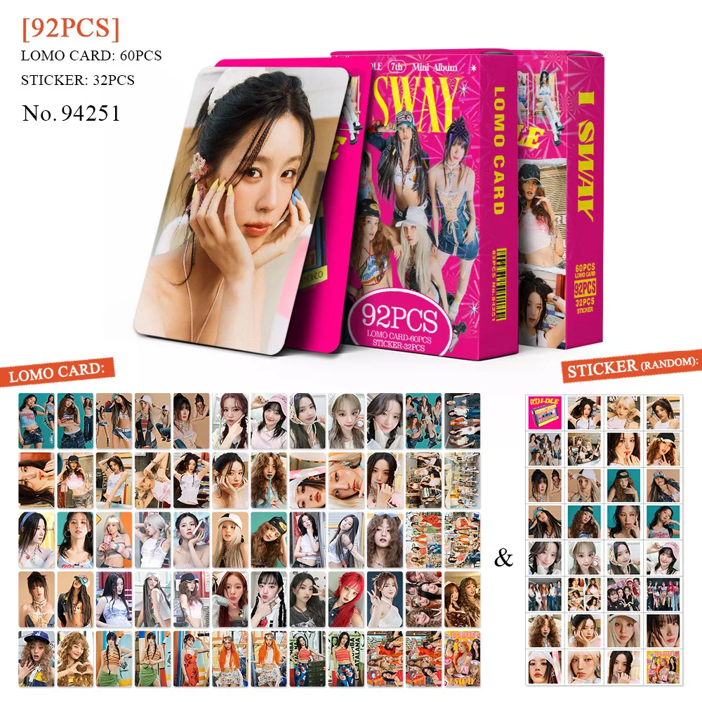 92Pcs/Set (G)I-DLE  New Series HEAT I SWAY Lomo Cards HD Printd Photocards High Quality Postcards Fans Collection Gifts