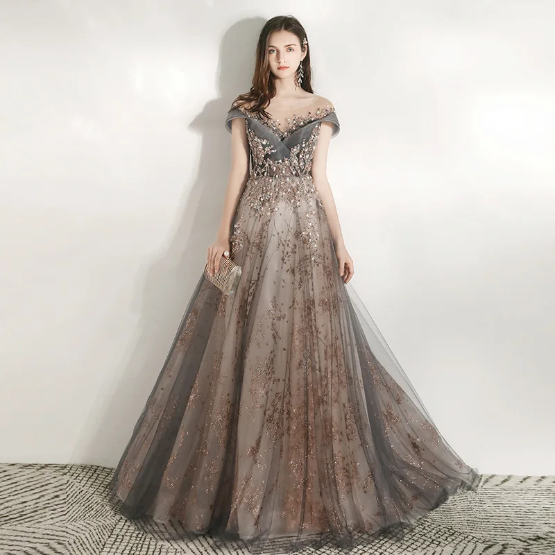

Factory Direct Sale Elegant Dresses Women Formal Gowns Evening Plus Size Party V-Neck Diamonds Evening Dress