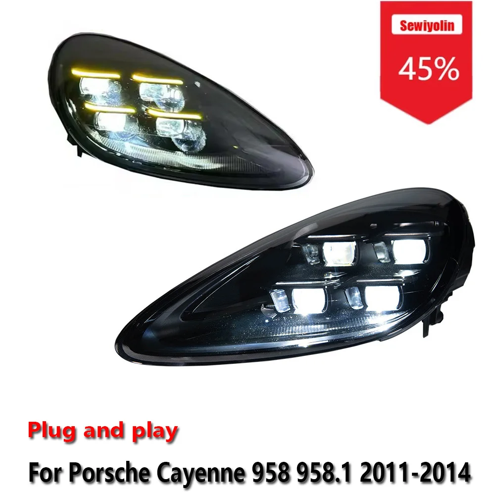 

Sewiyolin Car LED Headlight Assemblies For Porsche Cayenne 958 958.1 2011-2014 Dual-colors DRL Turn Signal Lamp Plug and Play