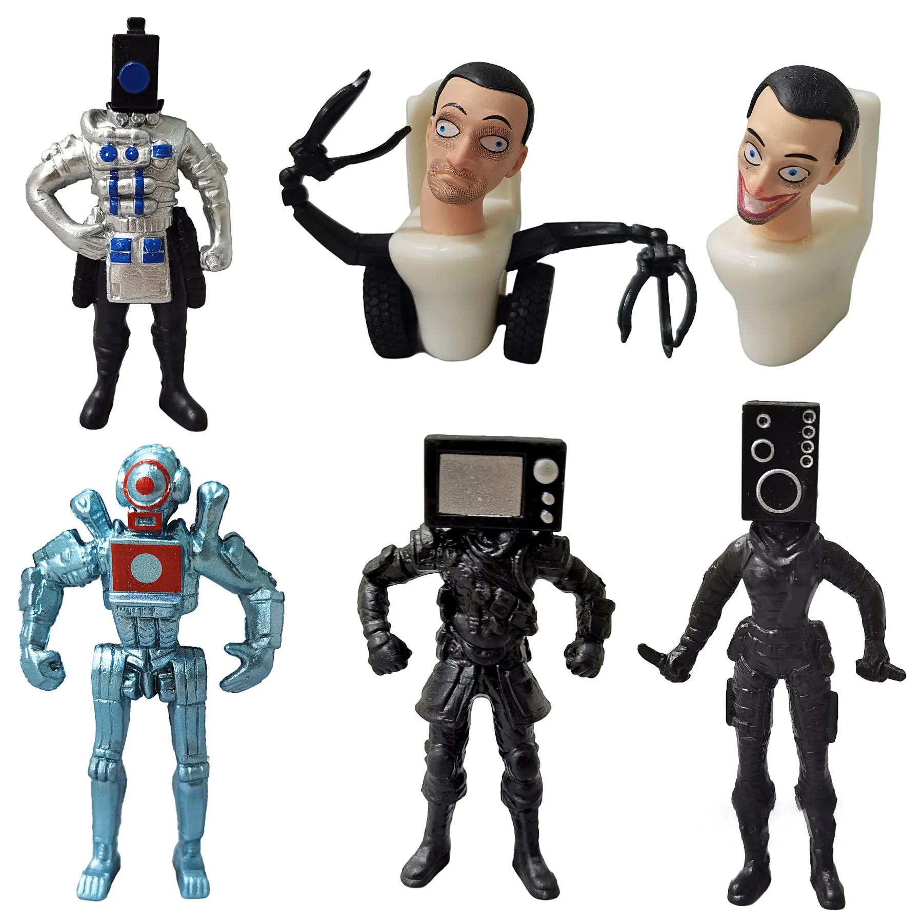 New 6Pcs Skibidi Toilet Action Figure Toilet Monitor Man Game Figure Cake Decoration Halloween Christmas Gifts Children Toys