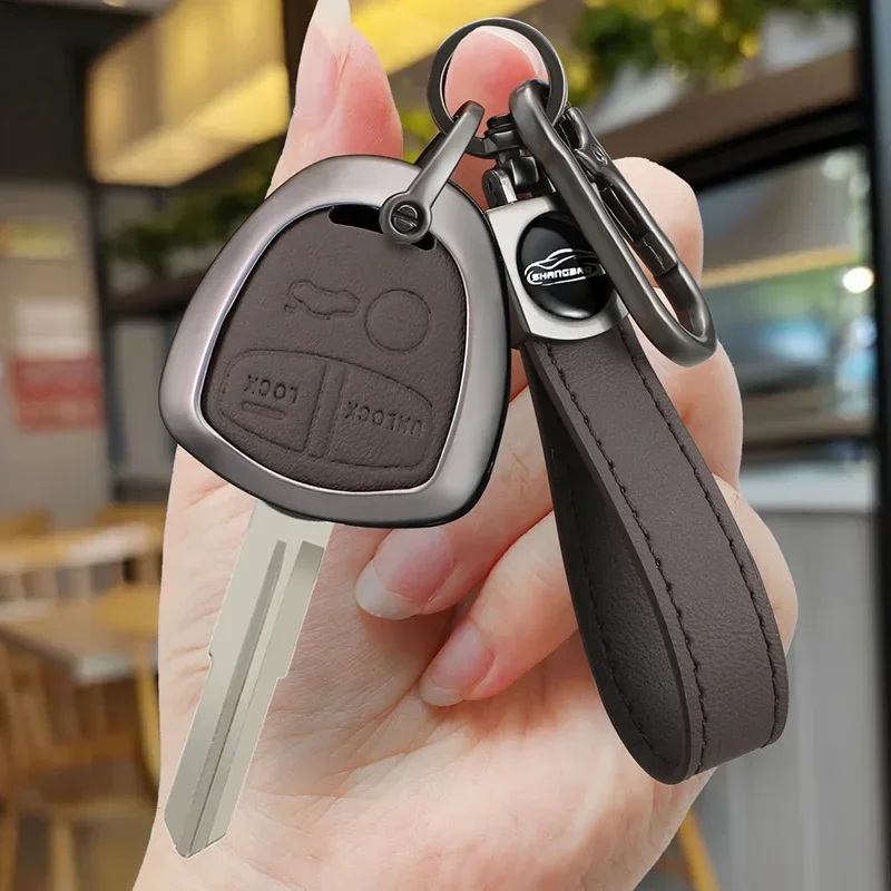 

Car Remote Key Case For Mitsubishi Lancer EX Evolution Grandis Outlander Triton Pajero ASX 3 Button Alloy+Leather Key Case