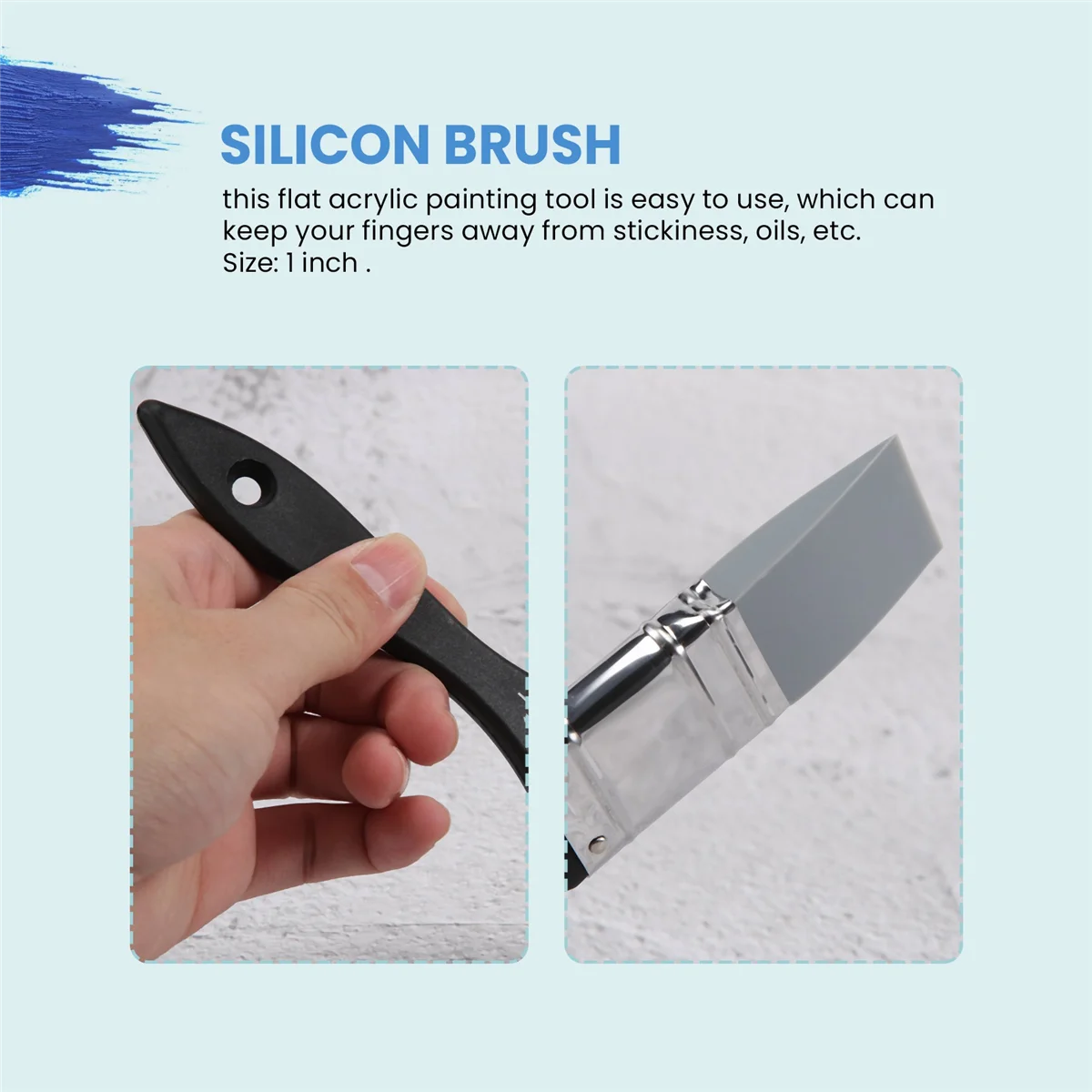 Silicone Color Shaper Brush Wide Firm Flat Silicone Paint Brush Flexible Acrylic and Water Based Painting Tool, 1 Inches HOT