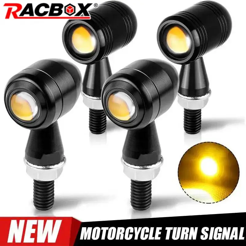 4x Black Bullet LED Turn Signals – Amber Lights For Universal Motorcycles 12V