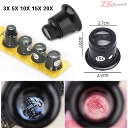 1/Set 3X 5X 10X 15X 20X Times Magnifying Glass Clip on Magnifier for Watchmaker Jewelry Professional Watch Repair Tools