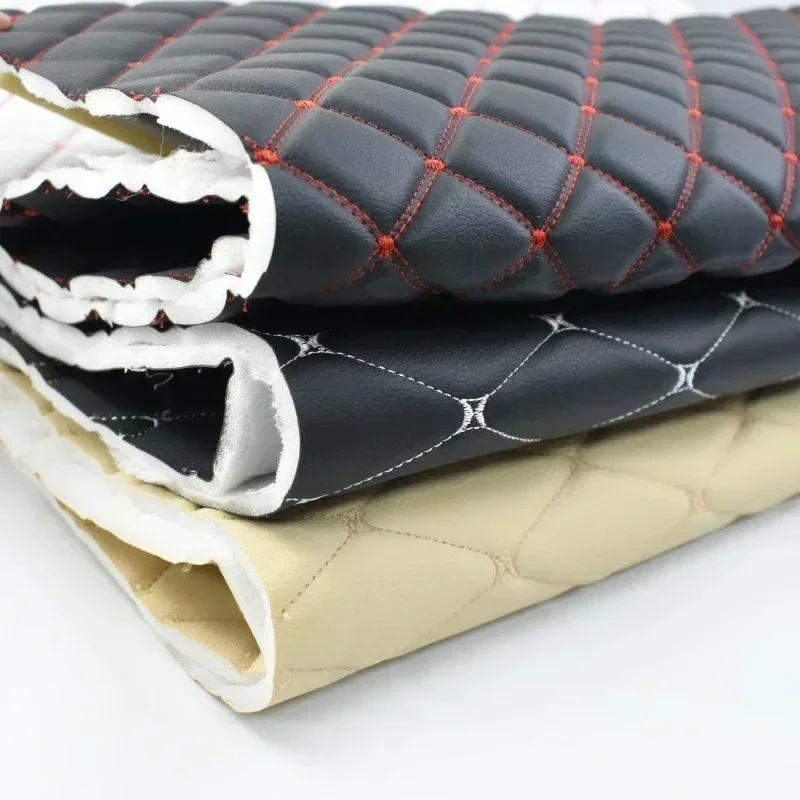 45*160cm Embroidery Quilted PVC Leather Fabric for Car Floor Mat Seat Decoration Faux Leathers Upholstery Wall Craft Material