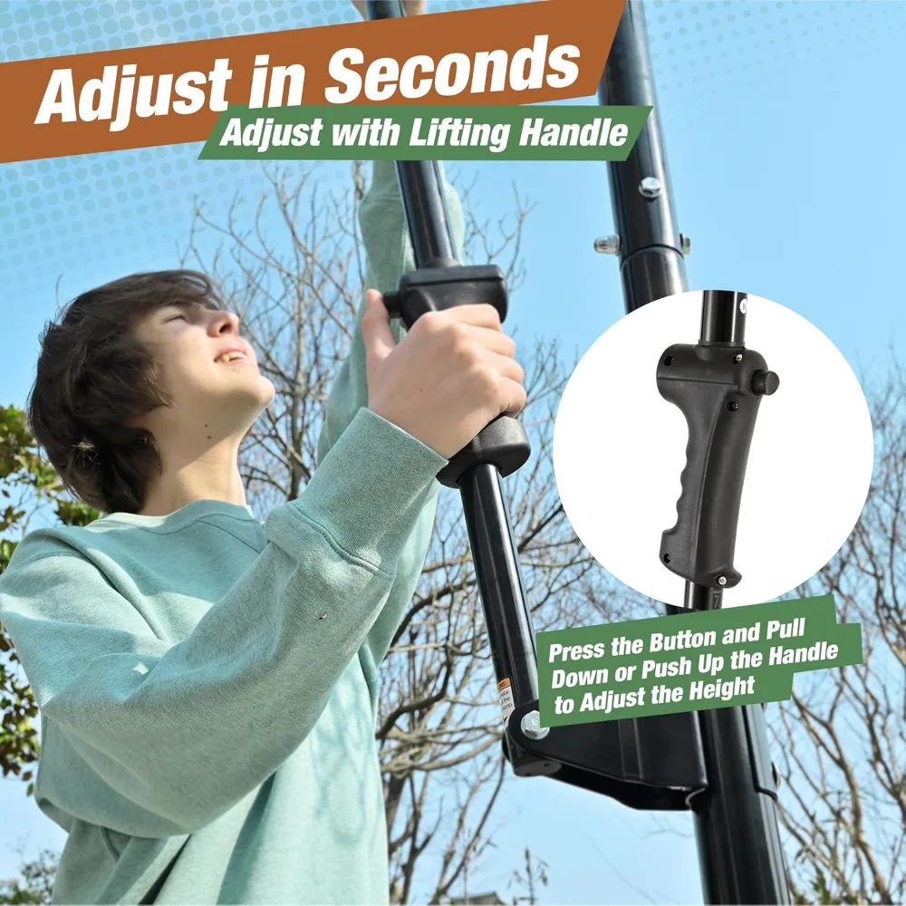 Sistema de cesta de basquete portátil de altura ajustável para crianças, 4-8,5 pés, com tabela inquebrável de 33 polegadas e durabilidade de longo prazo