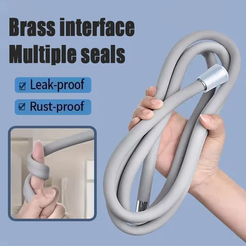 1.5/2/3M Extra Long Silicone Shower Head Hose Ultra Soft Flexible Anti-Winding Pipe High Pressure Powerful Bathroom Shower Tube