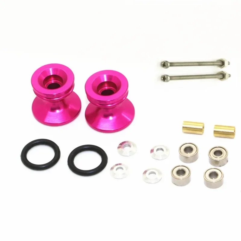 Dubbele aluminium rollen met rubberen ringen (13-12 mm) aangepaste onderdelen voor Tamiya Mini 4WD dubbele aluminium rollen 15418