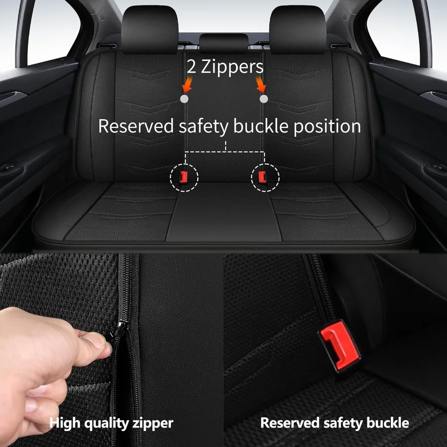 مجموعة كاملة من أغطية مقاعد السيارة الجلدية لسيارات الدفع الرباعي سيدان والشاحنة تصميم مسامي ورياضي مع ميزة عالمية مضادة للانزلاق