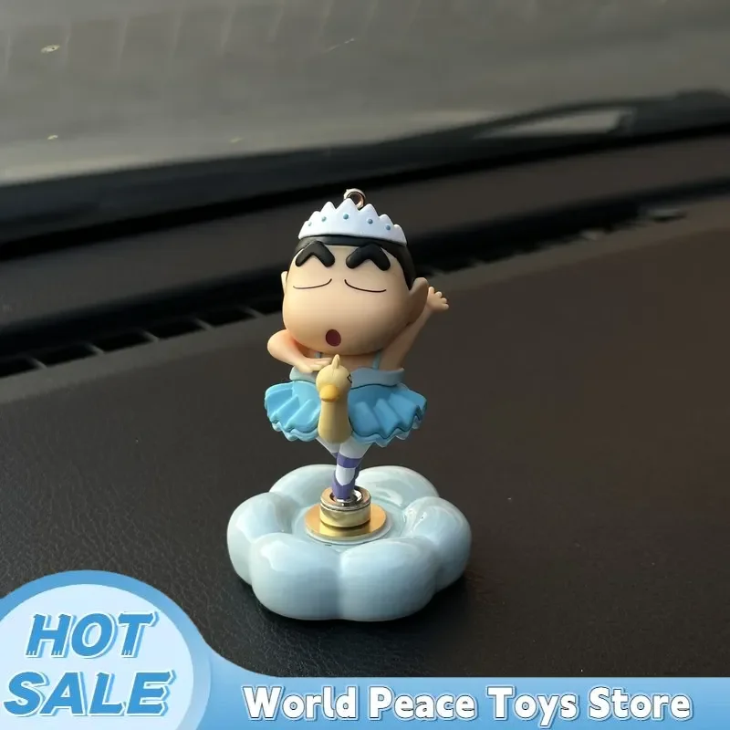 Rotatable Ballet Crayon Shin-Chan Car Dashboard Ornaments Auto Interior Console Decor Figurines Desktop Decoration Mini Model view 2