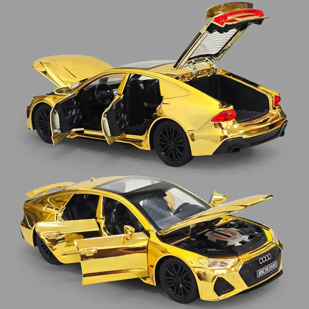 1:32 Scale RS7 RS6 Sports Car Toy Model Light Sound Pull Back Diecast Metal Miniature Vehicles Models Kids Desktop Ornaments