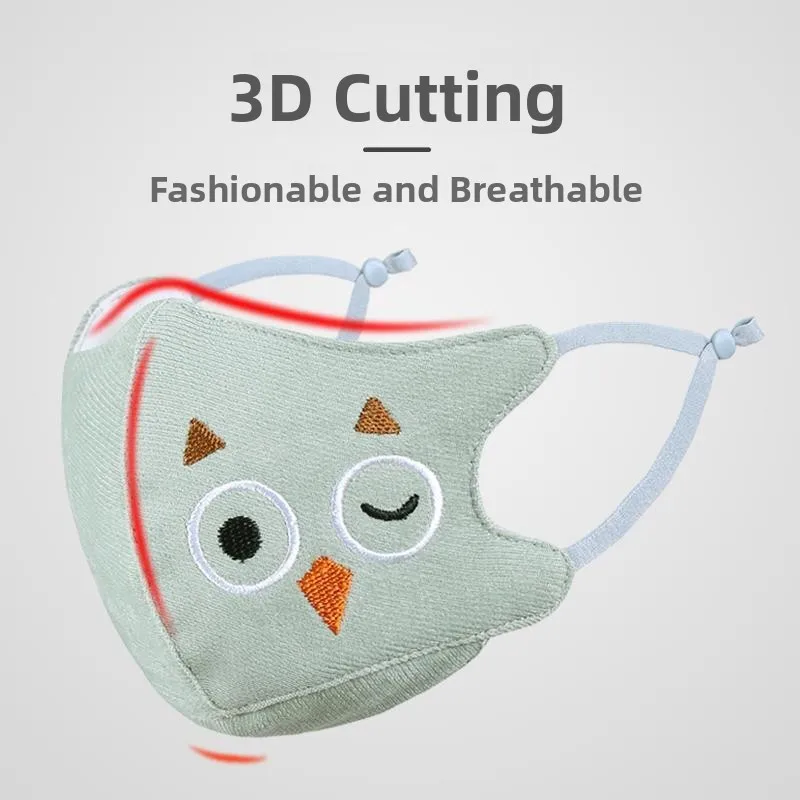 

Теплая хлопковая подкладка, детская маска для мальчиков и девочек, зимняя, с мультяшным дизайном, многоразовая, подходит для использования в медицинских условиях