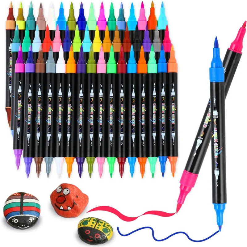 Bolígrafo de doble cabeza de 30-120 colores, rotulador de Metal de propileno acrílico, pinturas de cuentas de mano, juego de pinceles de Bellas Artes para cartón