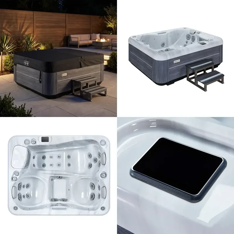Modern Outdoor Spa Bath with Colored Lighting and Acrylic Case for Restorative Healing Factory Direct
