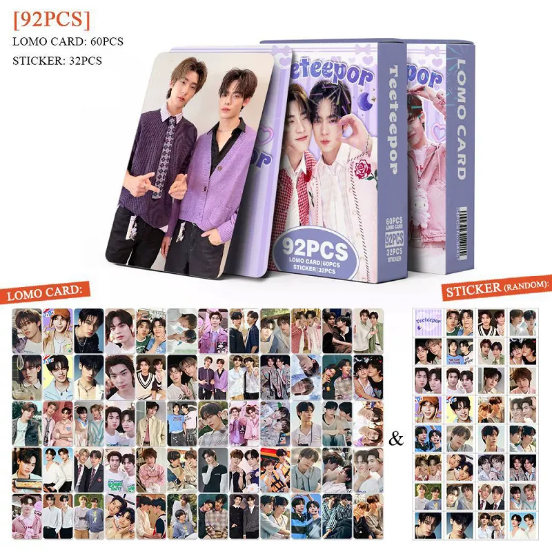 92Pcs/Set Thai Star CP TEETEEPOR Photocards with Stickers Thai