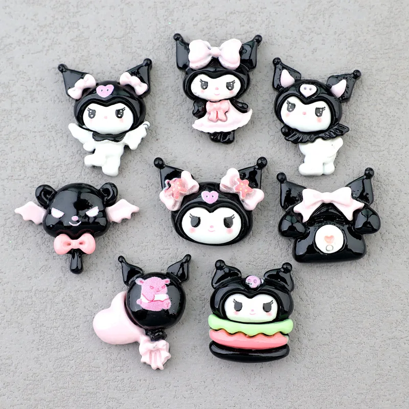 MINISO Black Series Kuromi Shoe Charms Accessories DIY Decoration for Classic Clogs Bag Bubble Slides Sandals Girls X-mas Gifts