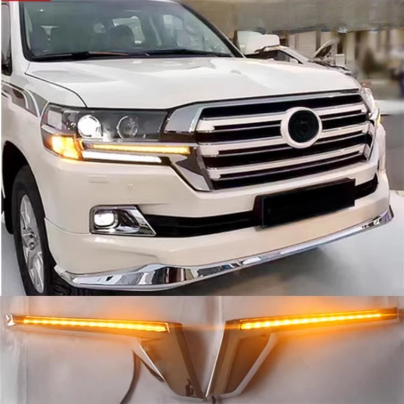 

For Toyota Land Cruiser LC200 4000 4600 2016-2021 Car Accessories modified running water turn signal LED headlight grille