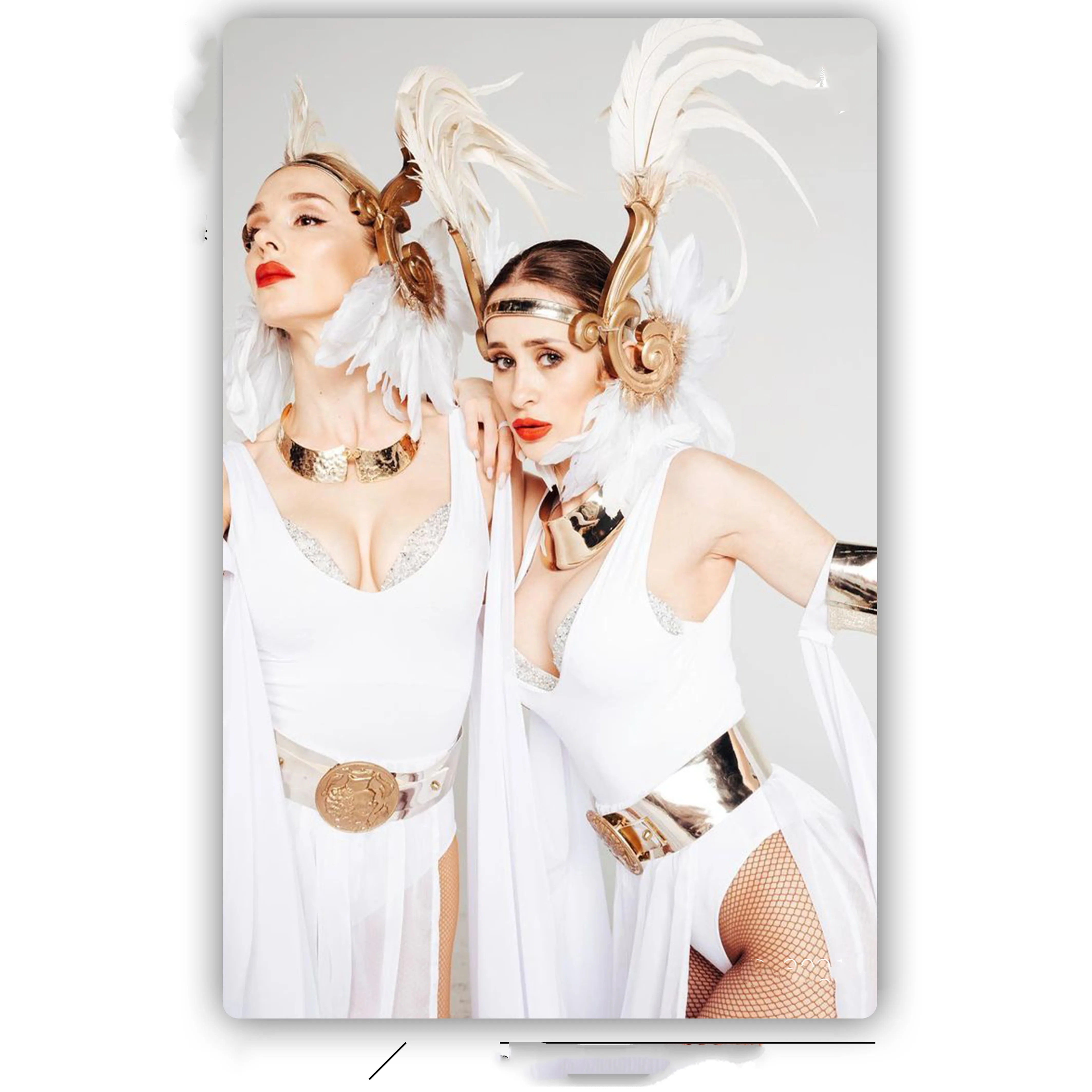 European and American court ancient Greece retro feather metal aesthetic dress gogo particle performance costume