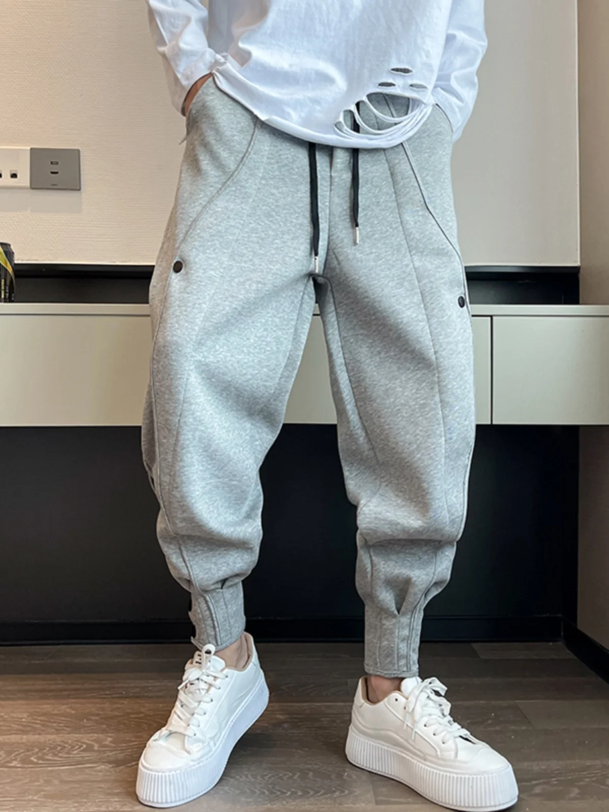 

ey Street Sle Casual Men's Sweatpants Loose Wide Leg Sports Harlan Pants American Workwear Trousers Autumn Winter Faion